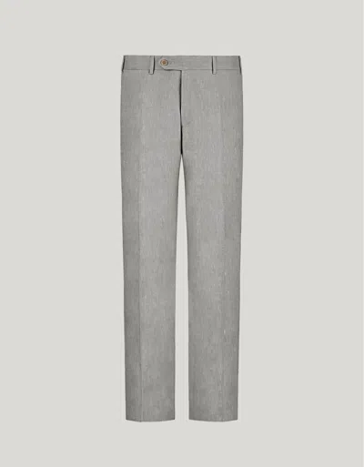 Canali Pantalon Gris En Lin Et Laine In Gray