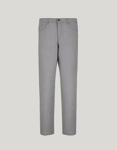 Canali Pantalon En Laine Pure Gris Clair - Impeccable In Gray