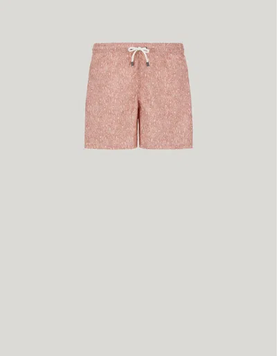 Canali Straight-leg Mid-length Printed Swim Shorts In Pink