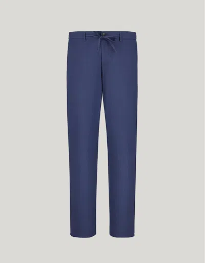 Canali Pantalon Bleu En Laine Impeccabile Avec Cordon De Serrage In Blue