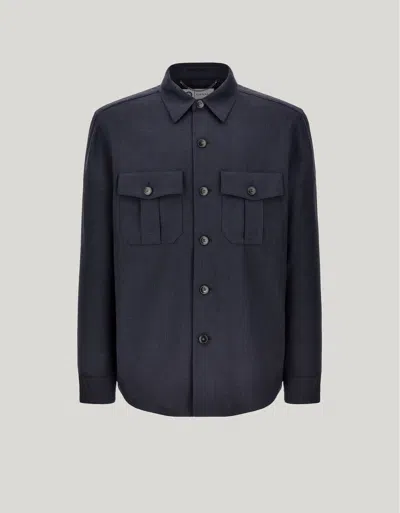 Canali Blue Lyocell Pocket Overshirt