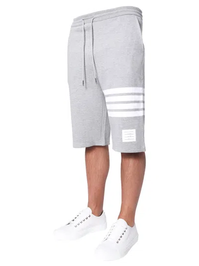 Thom Browne Light Gray Loopback Cotton Sweatshorts In Gray
