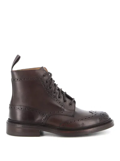 Tricker's Brown Leather Ankle Boot With Brogue Detailing In Brown
