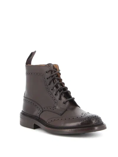 Tricker's Brown Leather Ankle Boot With Brogue Detailing In Brown