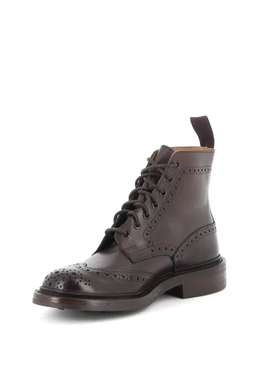 Tricker's Brown Leather Ankle Boot With Brogue Detailing In Brown
