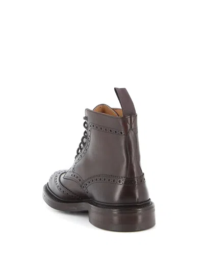 Tricker's Brown Leather Ankle Boot With Brogue Detailing In Brown