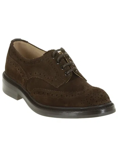 Tricker's Light Lace-up Suede Round Toe In Brown