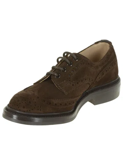 Tricker's Light Lace-up Suede Round Toe In Brown