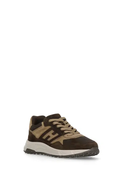 Hogan Sneakers With Round Toe And Rubber Sole In Brown