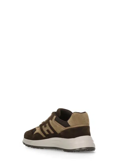 Hogan Sneakers With Round Toe And Rubber Sole In Brown