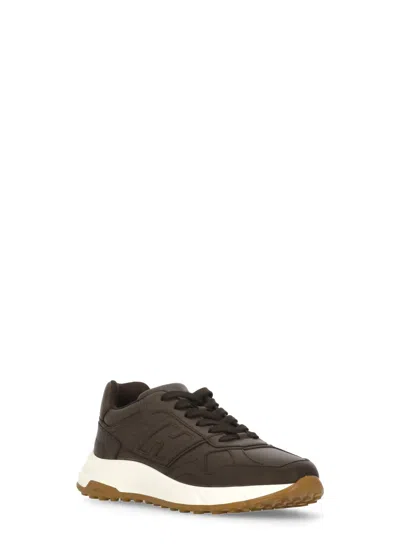 Hogan Hyperlight Leather Trainers In Brown