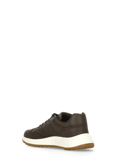 Hogan Hyperlight Leather Trainers In Brown