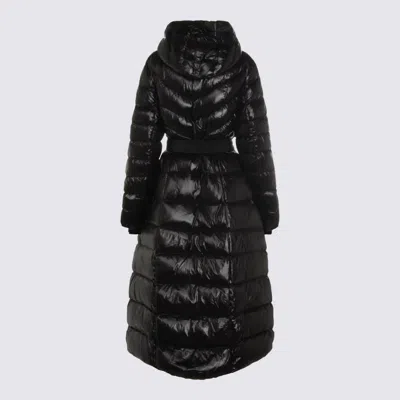 Mackage Long Hooded Quilted Down Jacket With Belt In Black