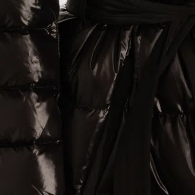 Mackage Long Hooded Quilted Down Jacket With Belt In Black