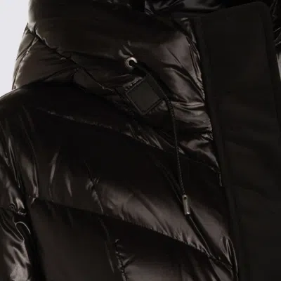 Mackage Long Hooded Quilted Down Jacket With Belt In Black