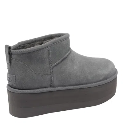 Ugg Grey Classic Ultra Mini Platform Booties In Gray