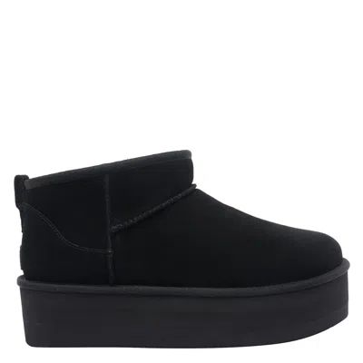 Ugg Ultramini Black Boots With Platform In Suede Woman In Black