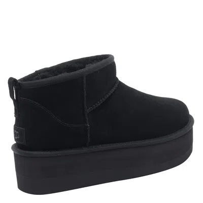 Ugg Ultramini Black Boots With Platform In Suede Woman In Black