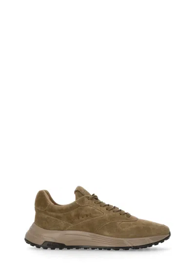 Hogan Hyperlight Lace-up Sneakers With Reinforced Suede Heel In Brown