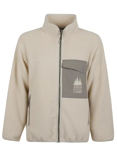 Maison Kitsuné Casual Fleece Zipped Jacket Clothing In Nude