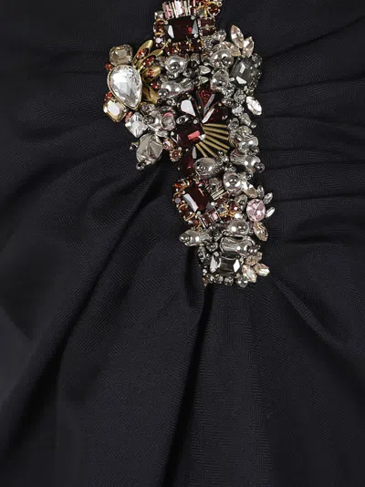 Dries Van Noten Navy Blue Draped Skirt With Brooch In Blue