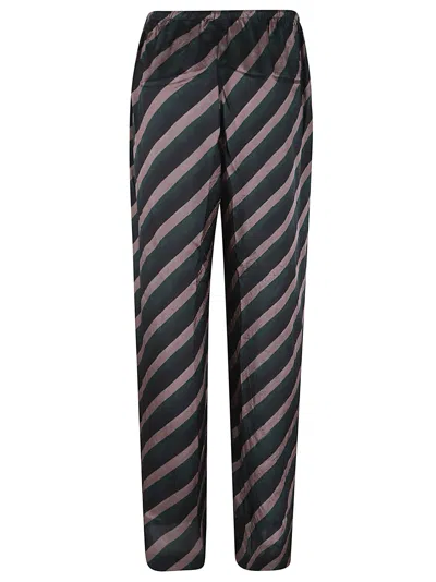 Dries Van Noten Striped Relaxed Fit Trousers With Elastic Waistband In Multi
