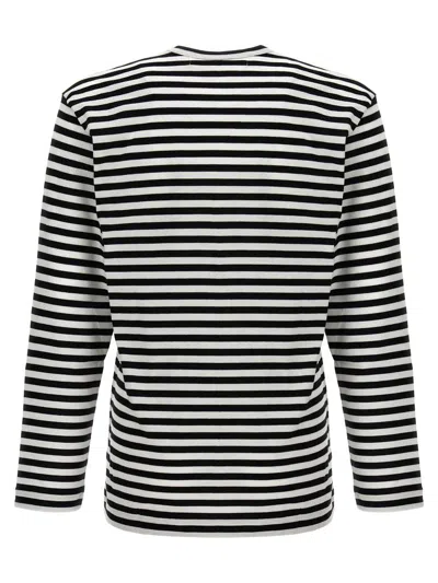 Comme Des Garçons Play Omme Des Garcons Play Single Heart Stripe T Shirt In Black