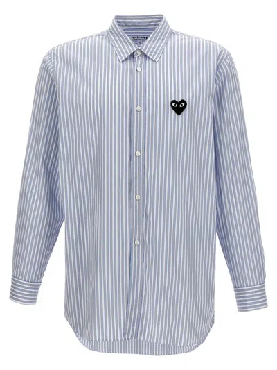 Comme Des Garçons Play Logo Patch Striped Shirt In Black