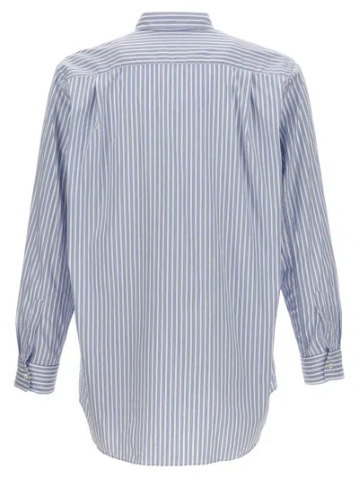 Comme Des Garçons Play Logo Patch Striped Shirt In Black