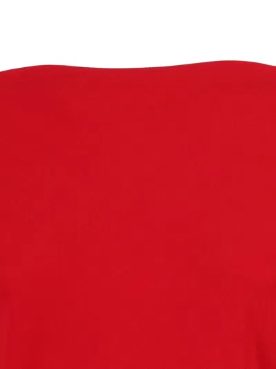 Alberta Ferretti Form-fitting White Dress With Minimalist Design In Red