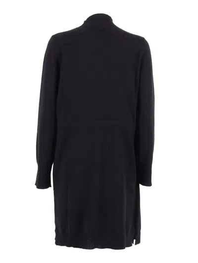 Kangra Cashmere Asymmetrical Wrap Dress With Side Tie Closure And Modern Hemline In Black