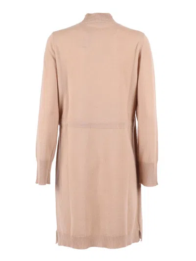 Kangra Cashmere Asymmetric Dress With Lace-up In Pink