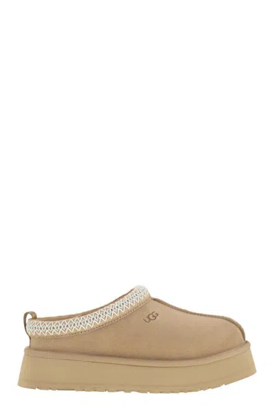 Ugg Slip-on Sandals With Suede Upper And Decorative Stitching In Brown