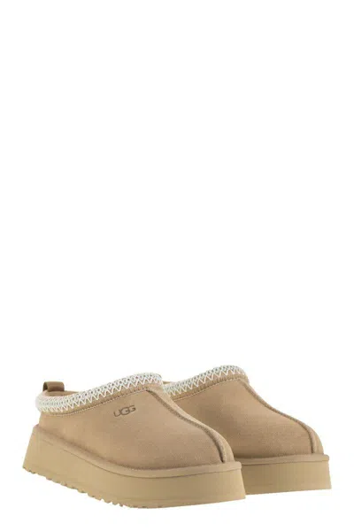 Ugg Slip-on Sandals With Suede Upper And Decorative Stitching In Brown