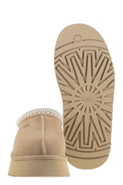 Ugg Slip-on Sandals With Suede Upper And Decorative Stitching In Brown