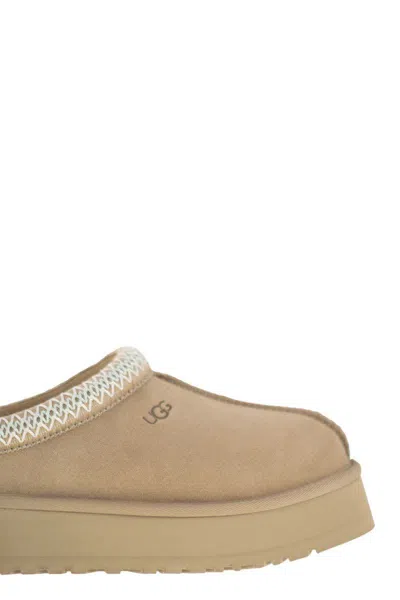 Ugg Slip-on Sandals With Suede Upper And Decorative Stitching In Brown