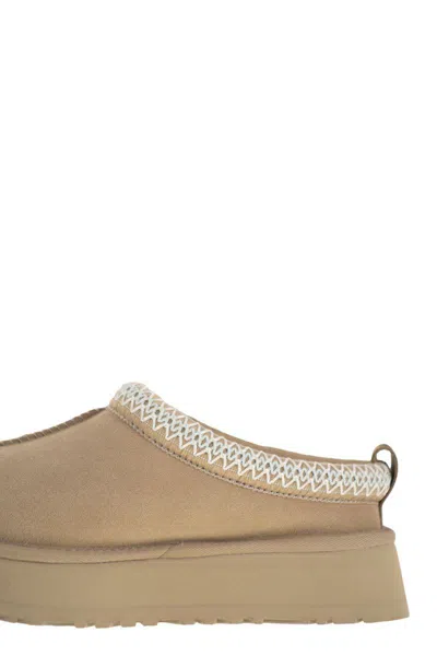 Ugg Slip-on Sandals With Suede Upper And Decorative Stitching In Brown