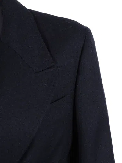 The Gigi Double-breasted Tailored Jacket With Classic Lapel In Blue