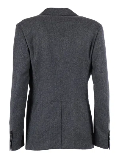 The Gigi Double-breasted Virgin Wool Jacket With Tailored Silhouette In Gray