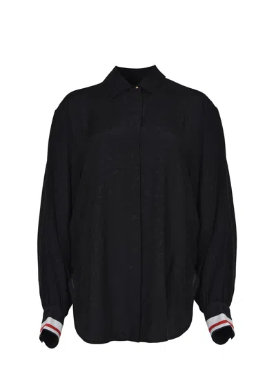 Pinko Jacquard Long-sleeved Shirt In Black