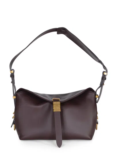 Pinko Petit Sac Porté Épaule Saddle Bag Baguette En Cuir In Burgundy
