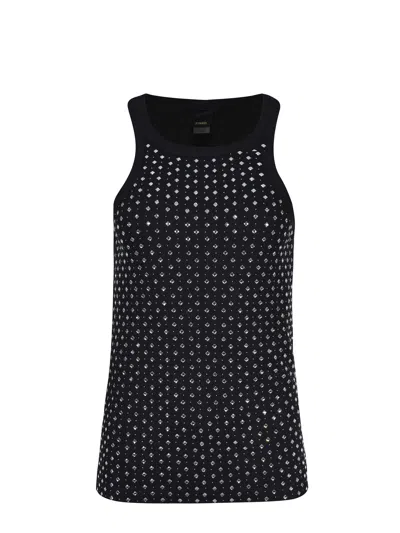 Pinko Fitted Sleeveless Top Featuring Stud Embellishments In Black