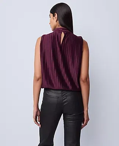 Ann Taylor Mock Neck Bubble Hem Top In Purple