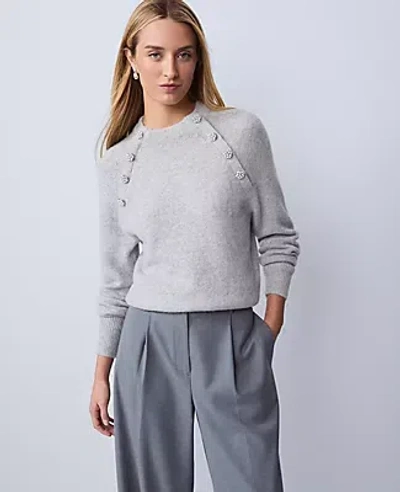 Ann Taylor Petite Embellished Mock Neck Sweater In Gray