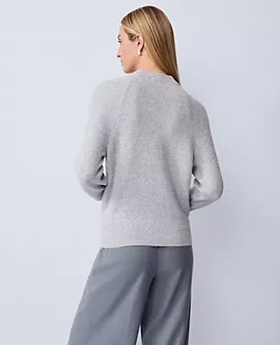 Ann Taylor Petite Embellished Mock Neck Sweater In Gray