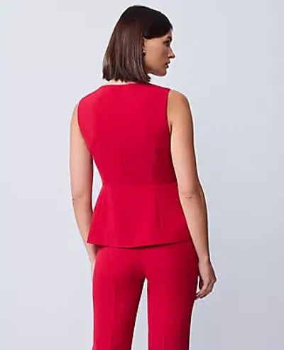 Ann Taylor Petite Crew Neck Peplum Vest In Red