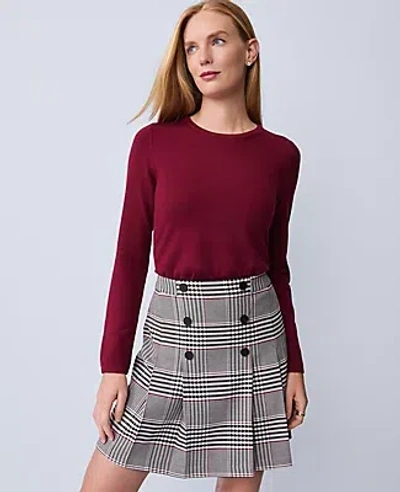 Ann Taylor Essential Crew Neck Sweater In Burgundy