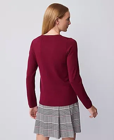 Ann Taylor Essential Crew Neck Sweater In Burgundy