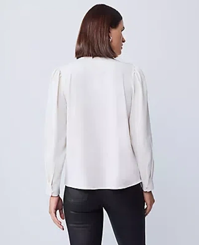 Ann Taylor Mixed Media Bib Front Top In White