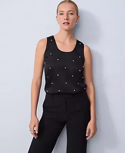 Ann Taylor Pearl Embellished Sleeveless Top In Black